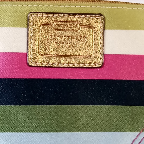 Coach Legacy Stripe Satin Wristlet EUC - Picture 3 of 11